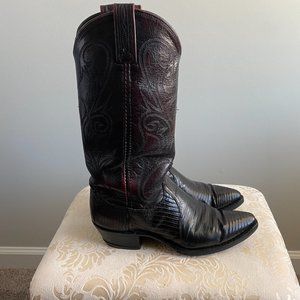 Dan Post Black-Cherry Lizard Skin Cowboy Boots